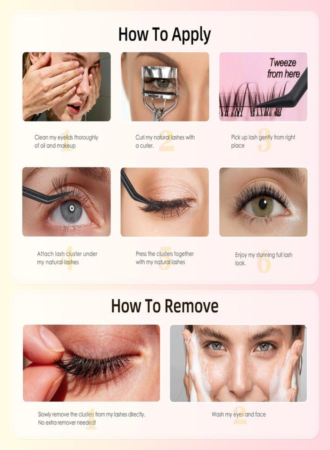 FayJoo Self-Adhesive Lashes with C Curl Natural Look, 24H Strong Hold, Press On Eyelash Clusters with Invisible Band, Reusable, No Glue/Remover Needed, Beginner Friendly, FayJoo AIRY 12 Pre Glued - Image 4